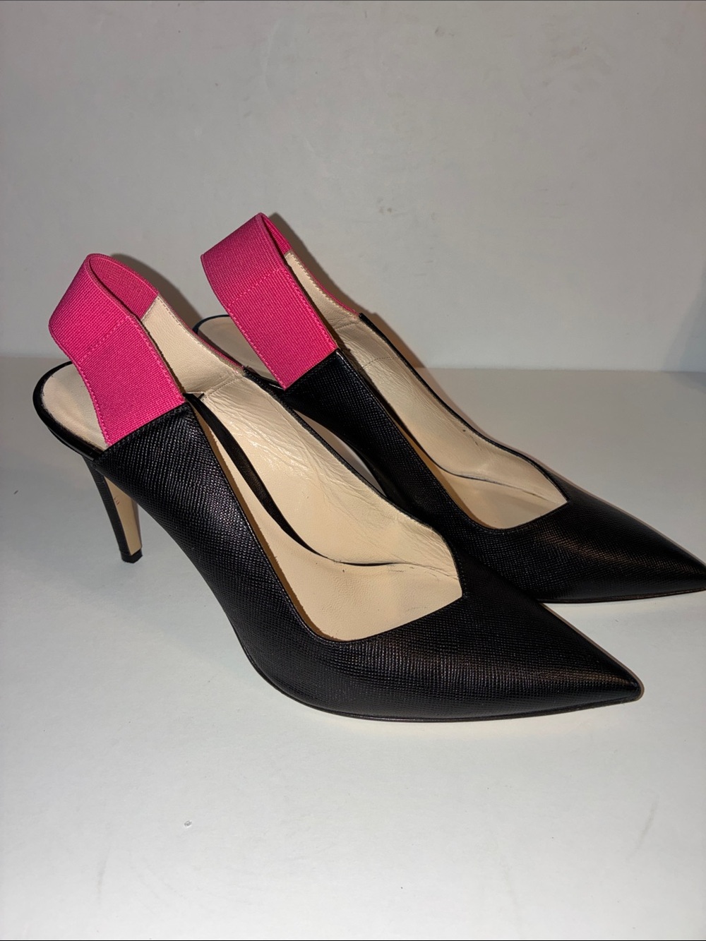 M. Gemi, Women’s 37 (6.5 or 7) Italian Heels, Black and Pink